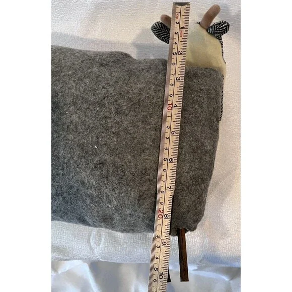 Wool Felted Stuffed Cow Decor Pillow Animal Rustic Country Farmhouse Primitive - Picture 6 of 7